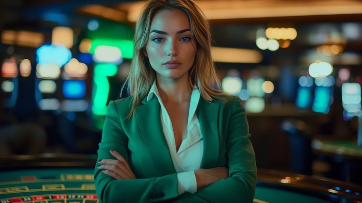 Antarmuka aplikasi tempurslot VCT menampilkan meja blackjack dealer langsung dengan streaming HD